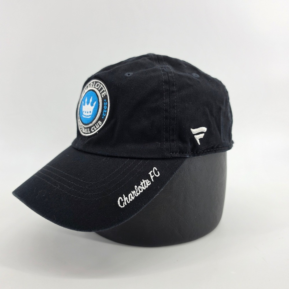 Fanatics Charlotte FC Hat Mens Black Minted 2022 Inaugural Logo Strapback MLS